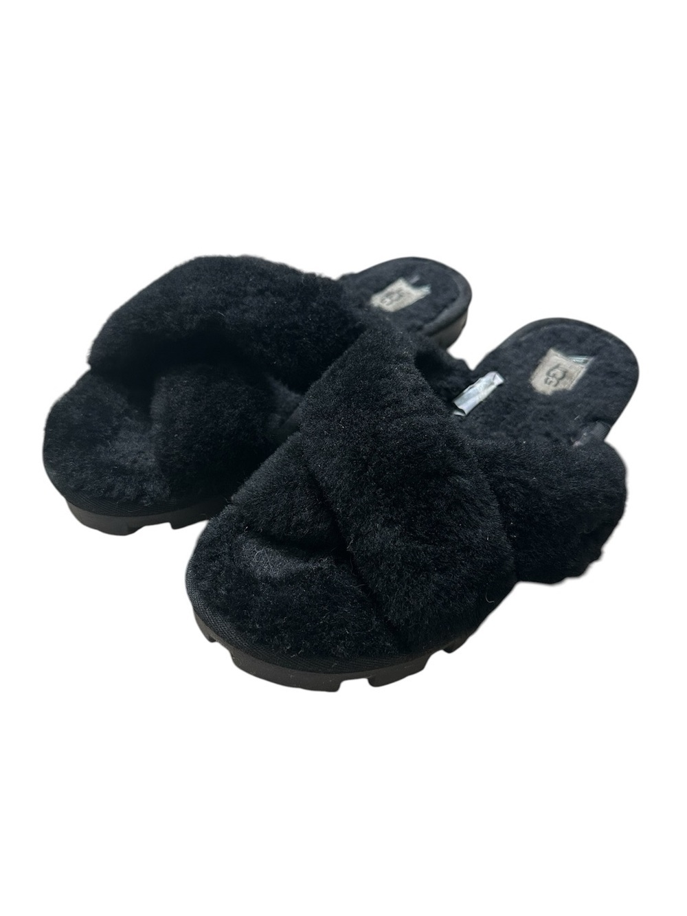 UGG Women’s 8 Black Fuzzette Genuine Shearling Slipper